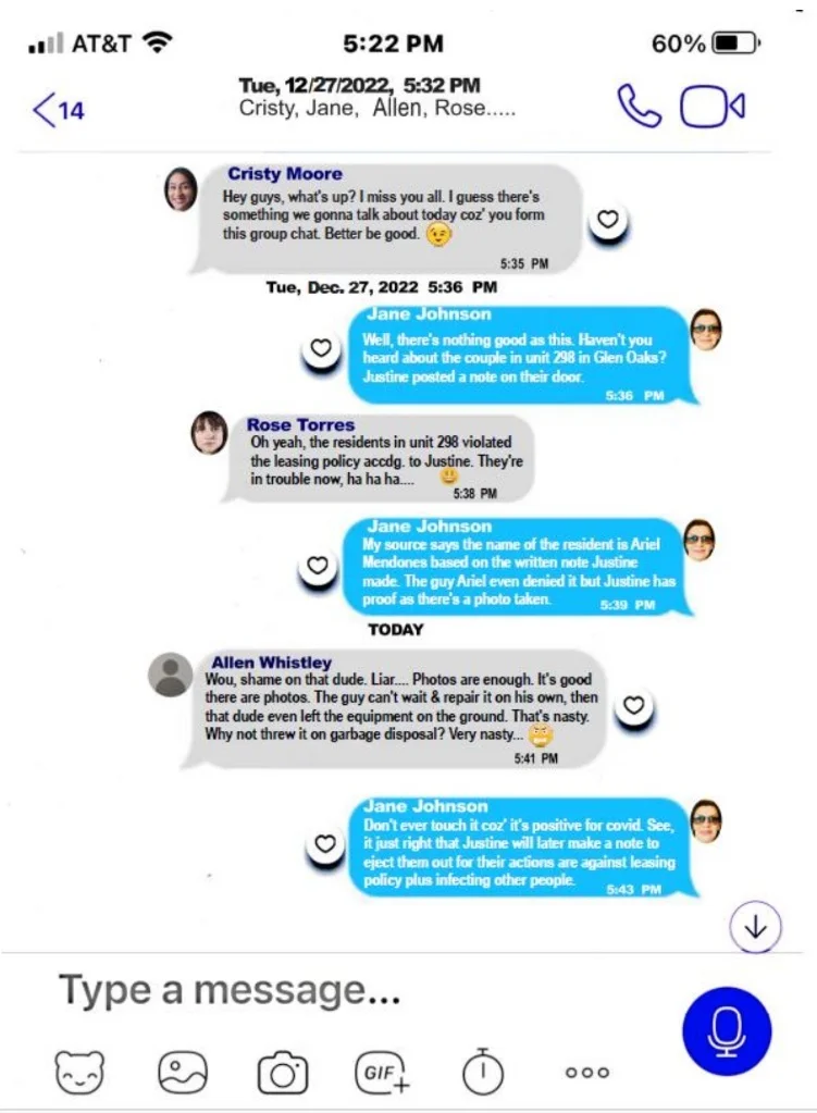 Fake group message from Mendones evidence